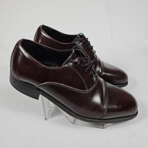 Florsheim Leather Oxford Cap Toe Dress Shoe Lace Up Wine Burgundy Formal Mens 9